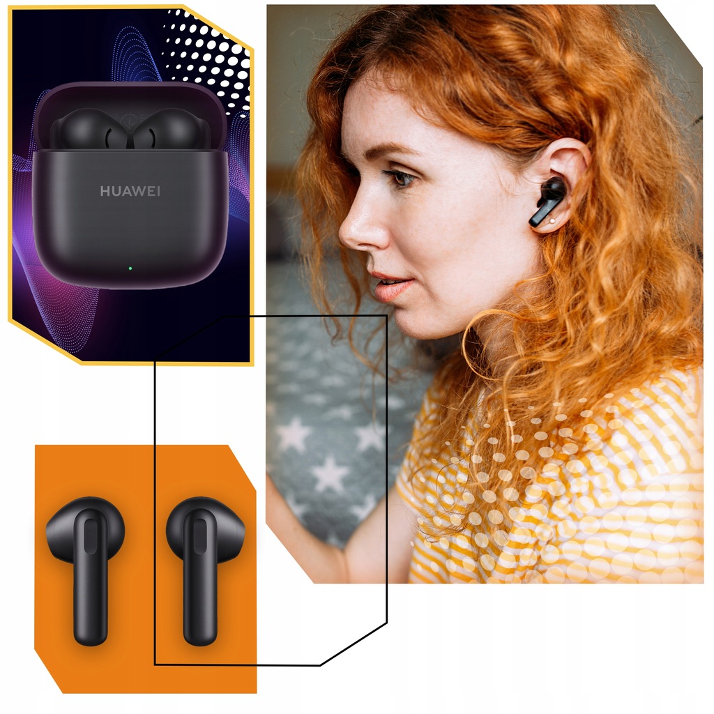 SŁUCHAWKI BEZPRZEWODOWE Huawei FreeBuds SE 2 DOUSZNE Bluetooth 5.3 CZARNE Wysokość produktu 3.37 cm